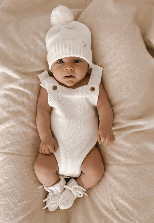 Luna + Luca Novelty Knit Romper - White - Mack & Harvie