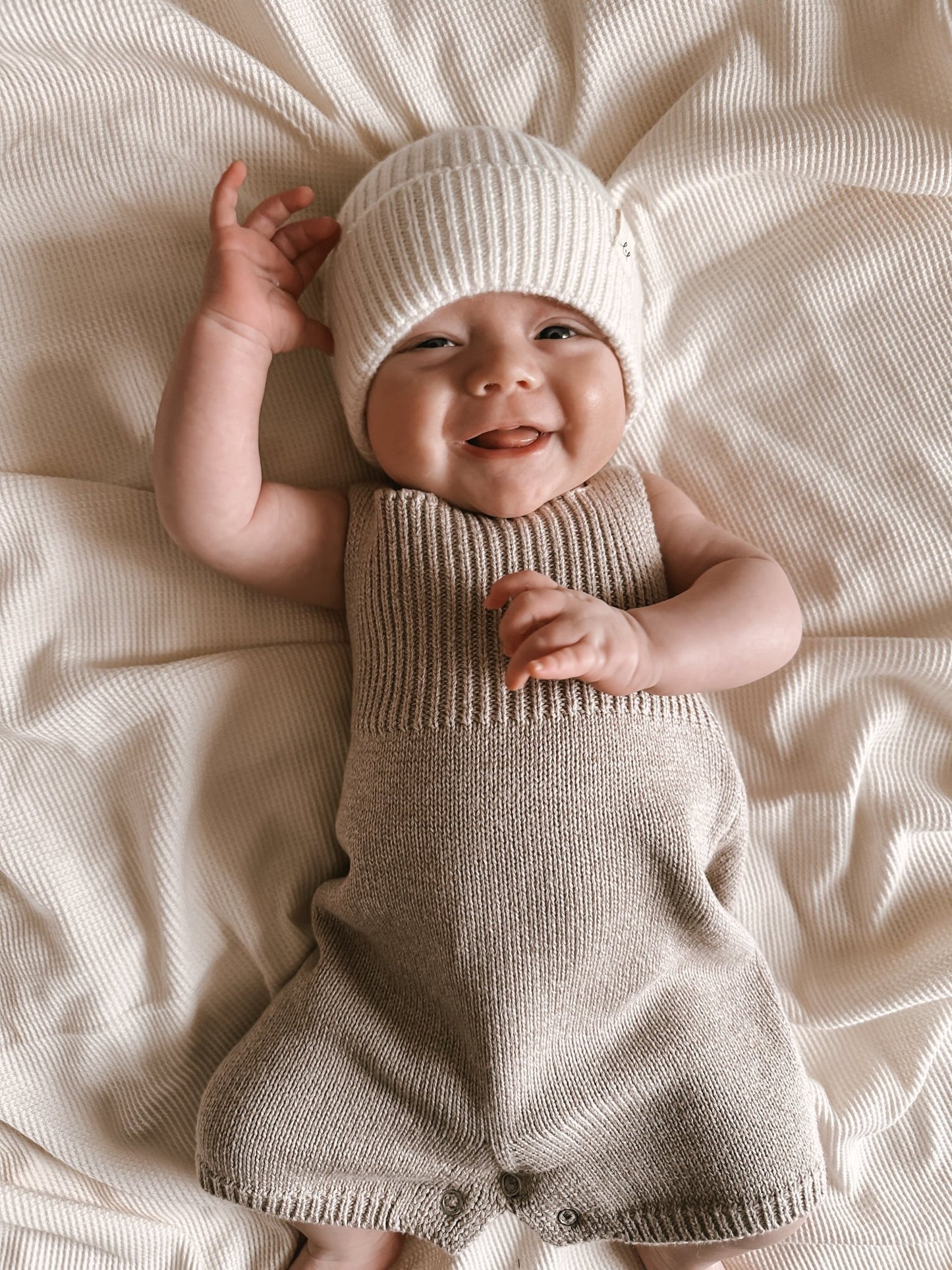 Luna + Luca Rib Detail Short Romper - Heather Beige - Mack & Harvie