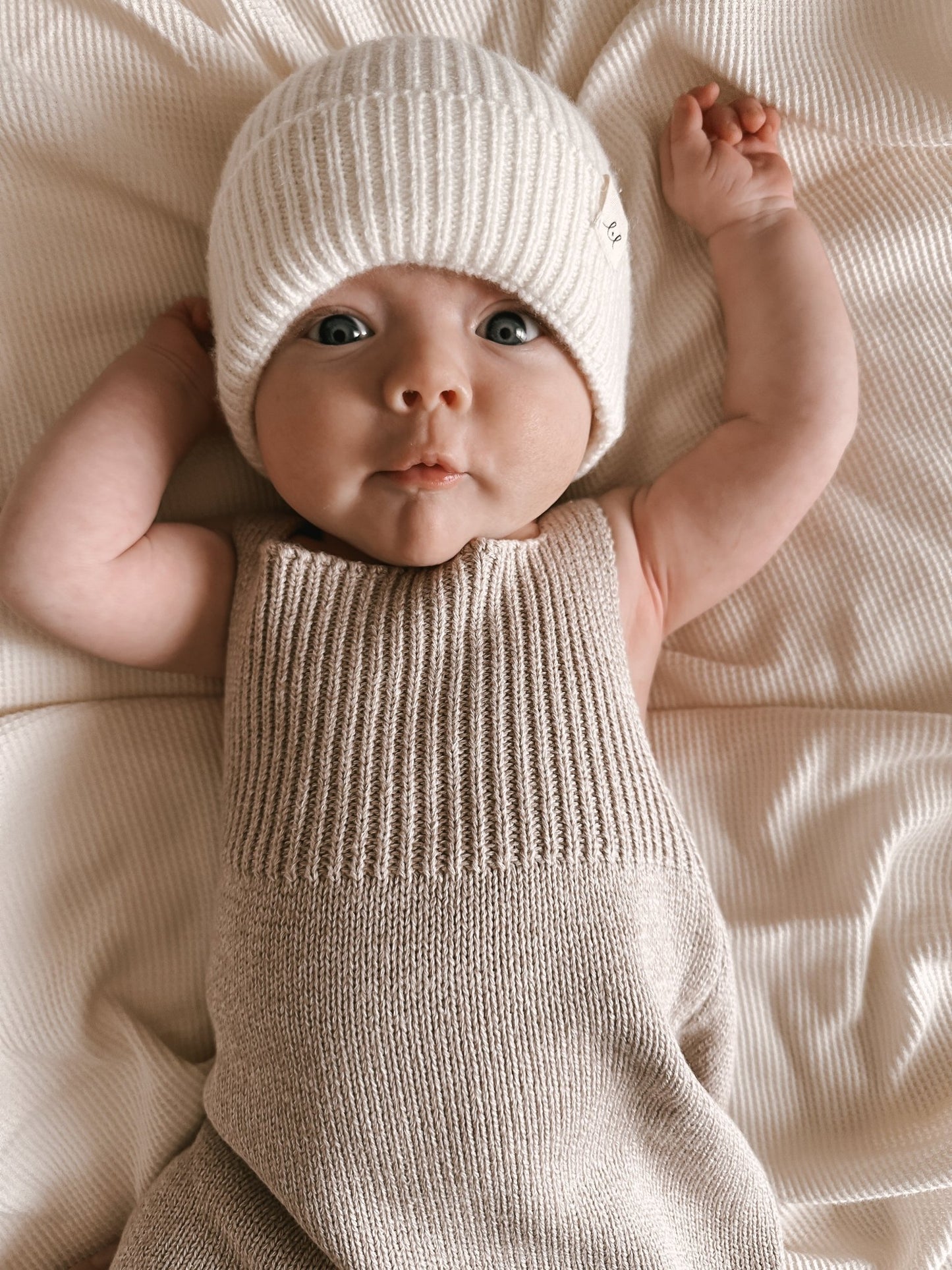 Luna + Luca Rib Detail Short Romper - Heather Beige - Mack & Harvie