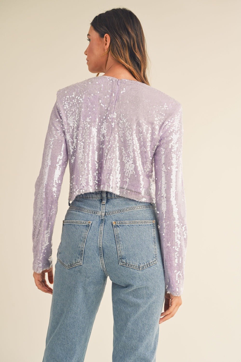 MABLE Shoulder Padded Sequin Crop Top - Mack & Harvie