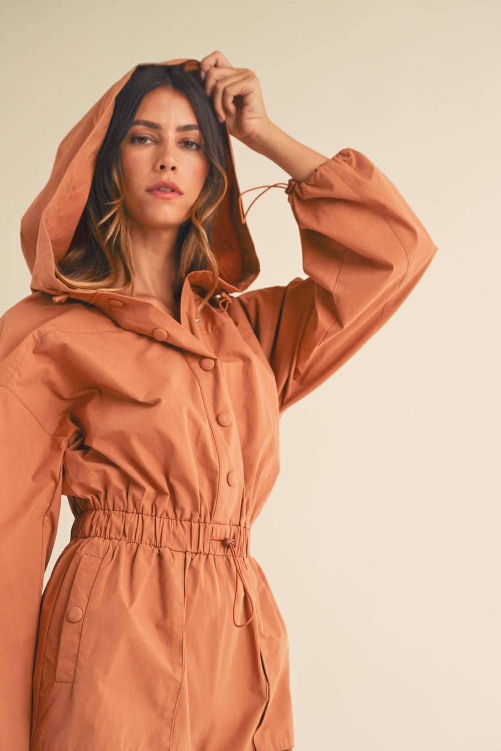 Mable Snap Down Long Sleeve Hooded Romper - Mack & Harvie