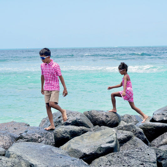 Magenta Gingham Collared Shirt