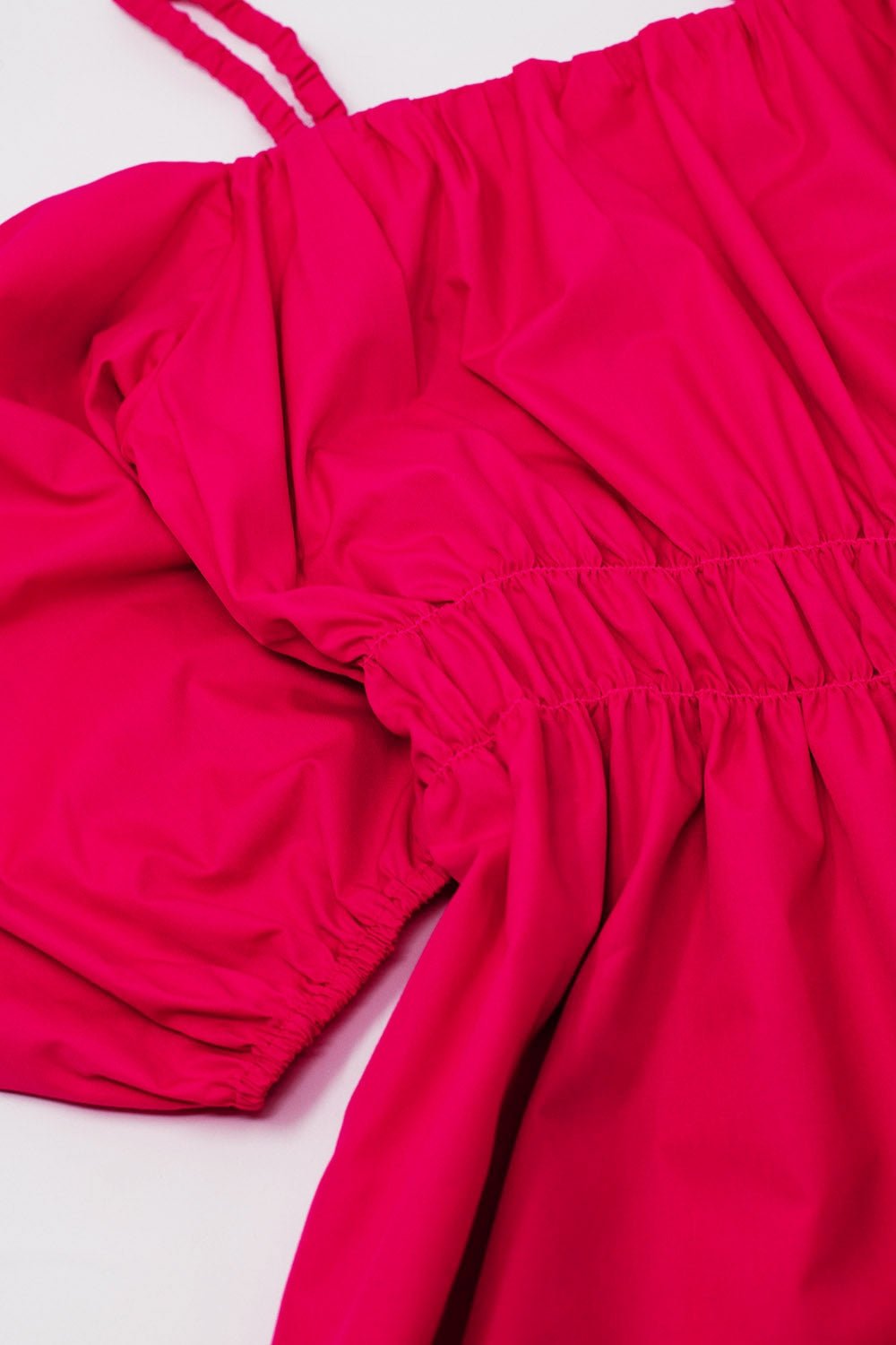 Midi Fuchsia Dress With Short Sleeves and Straps - Mack & Harvie