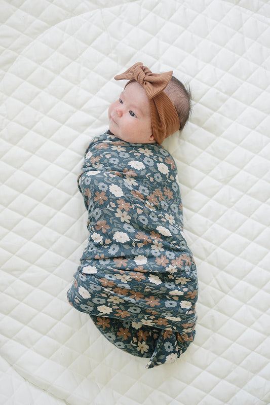 Midnight Floral Muslin Swaddle Blanket - Mack & Harvie