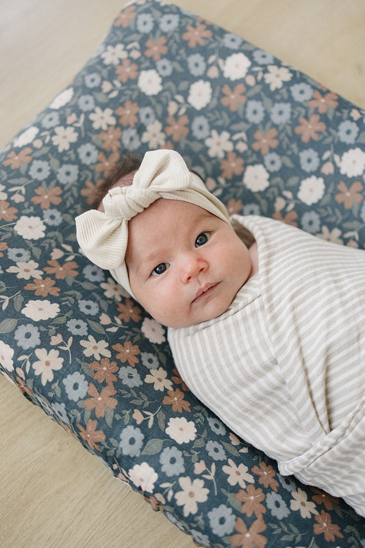 Midnight Floral Print Muslin Changing Pad Cover - Mack & Harvie