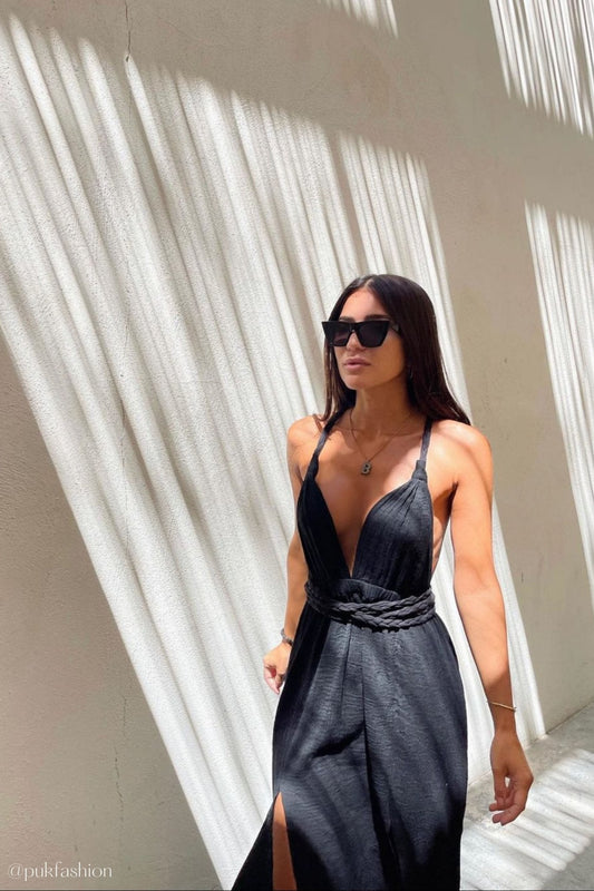 Muse Braided Straps Dress - Black - Mack & Harvie