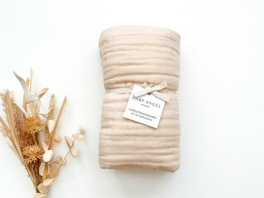 Muslin 6 - Layer Blanket - Apricot - Mack & Harvie