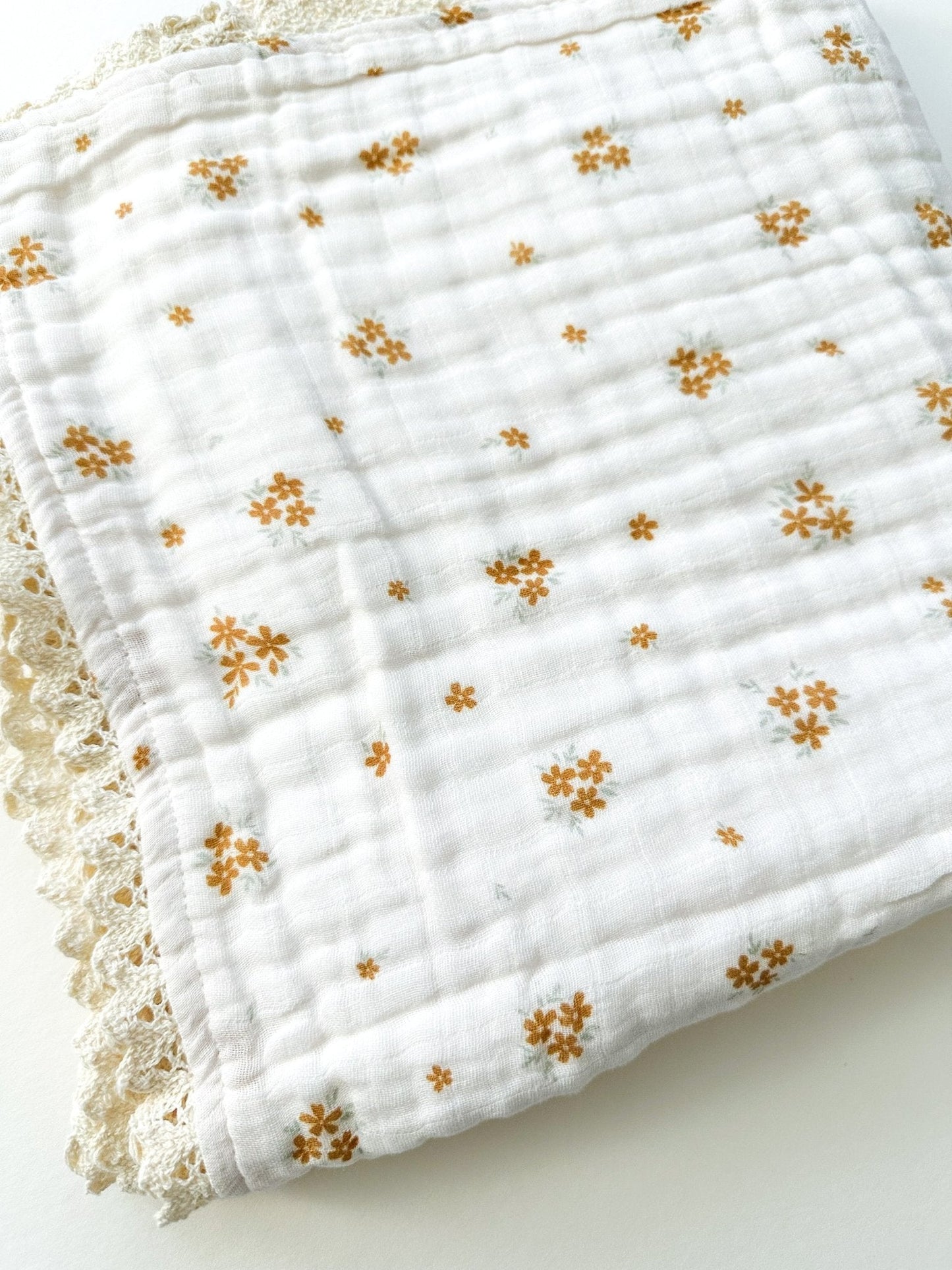 Muslin 6 - Layer Blanket - Mustard Bloom Lace - Mack & Harvie
