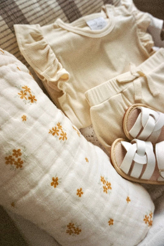 Muslin 6 - Layer Blanket - Mustard Bloom Lace - Mack & Harvie