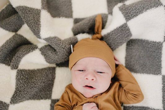 Mustard Bamboo Newborn Knot Hat - Mack & Harvie