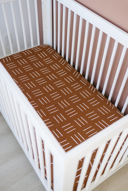 Mustard Mudcloth Muslin Crib Sheet - Mack & Harvie