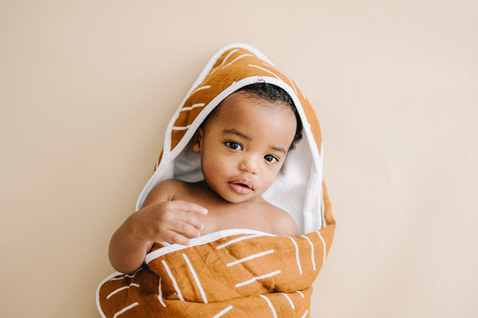 Mustard Mudcloth Muslin Hooded Towel - Mack & Harvie