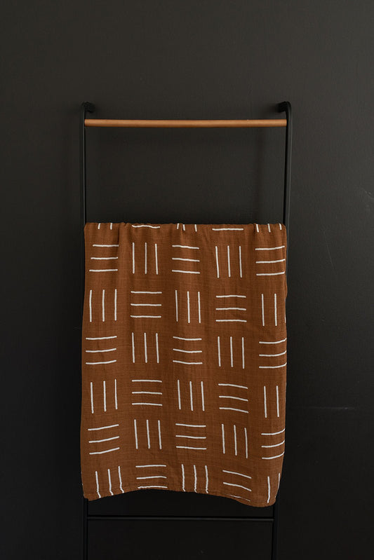 Mustard Mudcloth Muslin Swaddle Blanket - Mack & Harvie