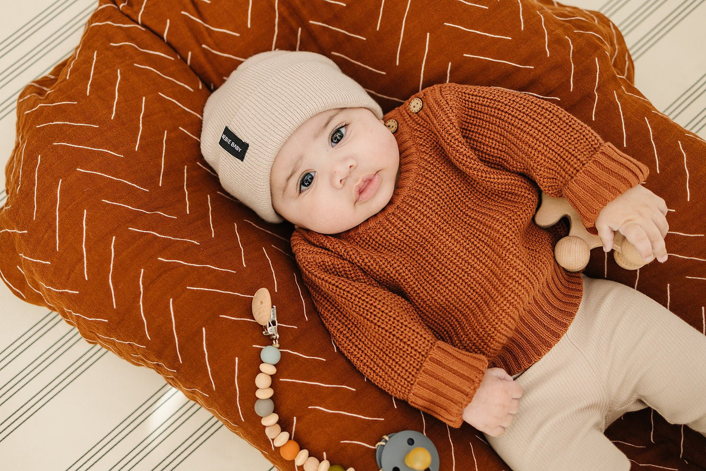 Oatmeal Mebie Baby Beanie - Mack & Harvie