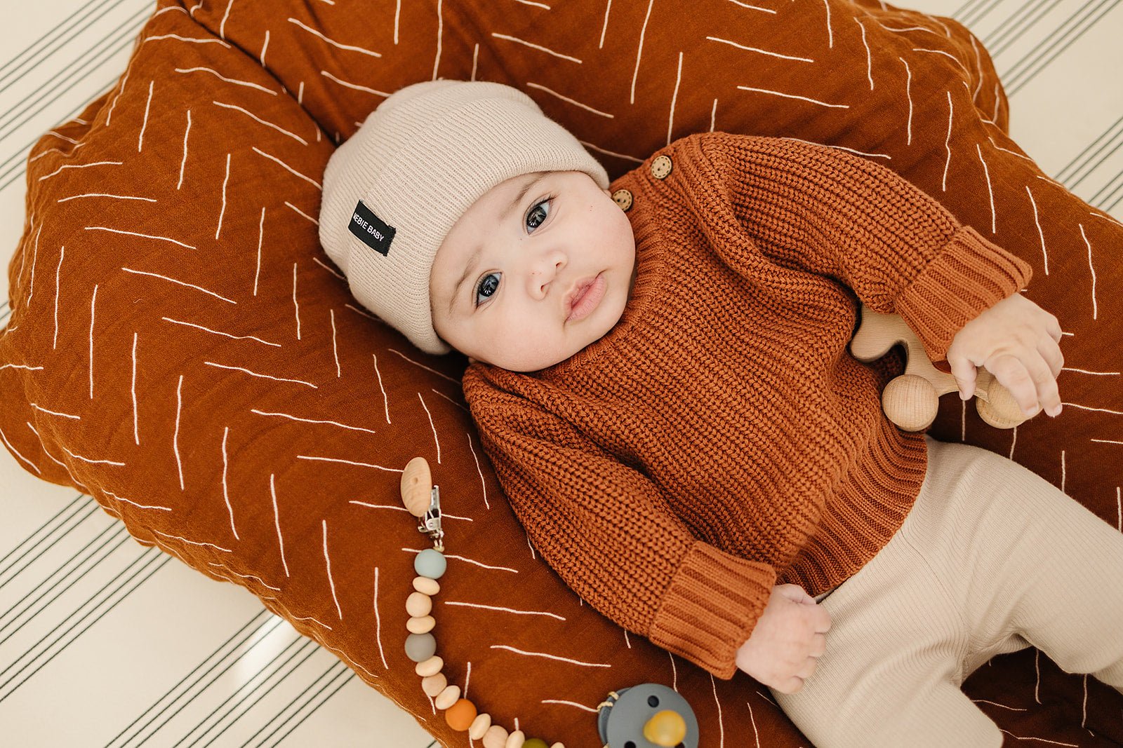Oatmeal Mebie Baby Beanie - Mack & Harvie