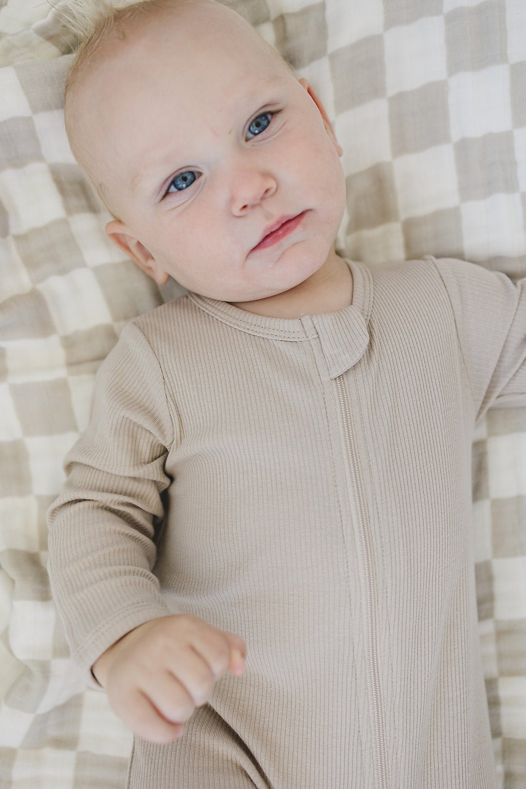 Oatmeal Organic Cotton Ribbed Zipper - Mack & Harvie