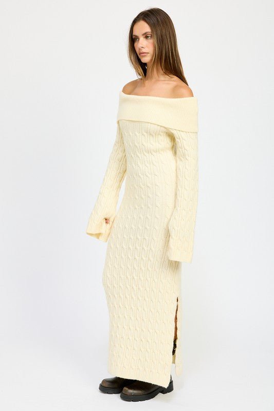 OFF SHOULDER MAXI CABLE DRESS - Mack & Harvie