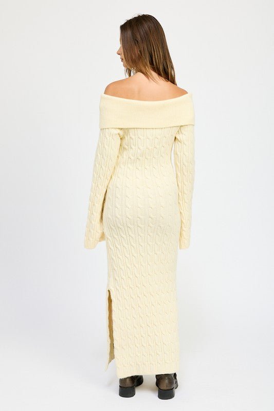 OFF SHOULDER MAXI CABLE DRESS - Mack & Harvie