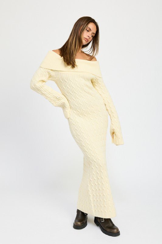 OFF SHOULDER MAXI CABLE DRESS - Mack & Harvie