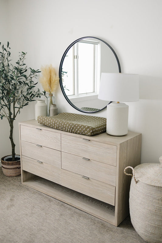 Olive Strokes Muslin Changing Pad Cover - Mack & Harvie