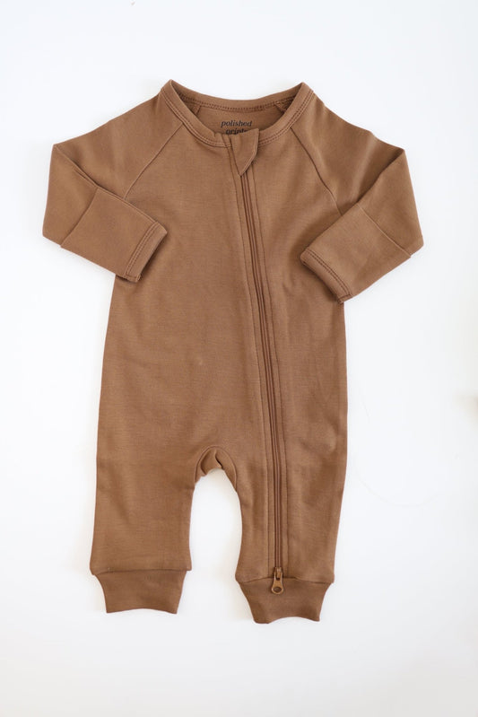 Organic Cotton Baby Zipper Sleeper in Almond - Mack & Harvie