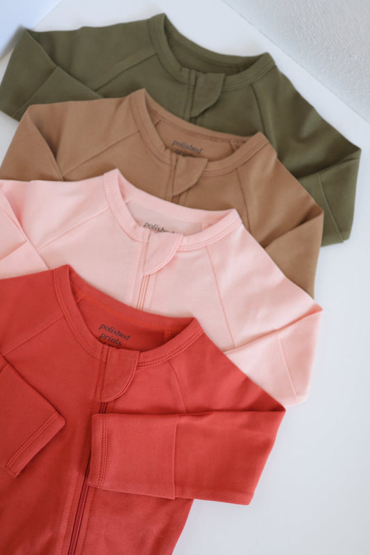 Organic Cotton Baby Zipper Sleeper in Peach - Mack & Harvie