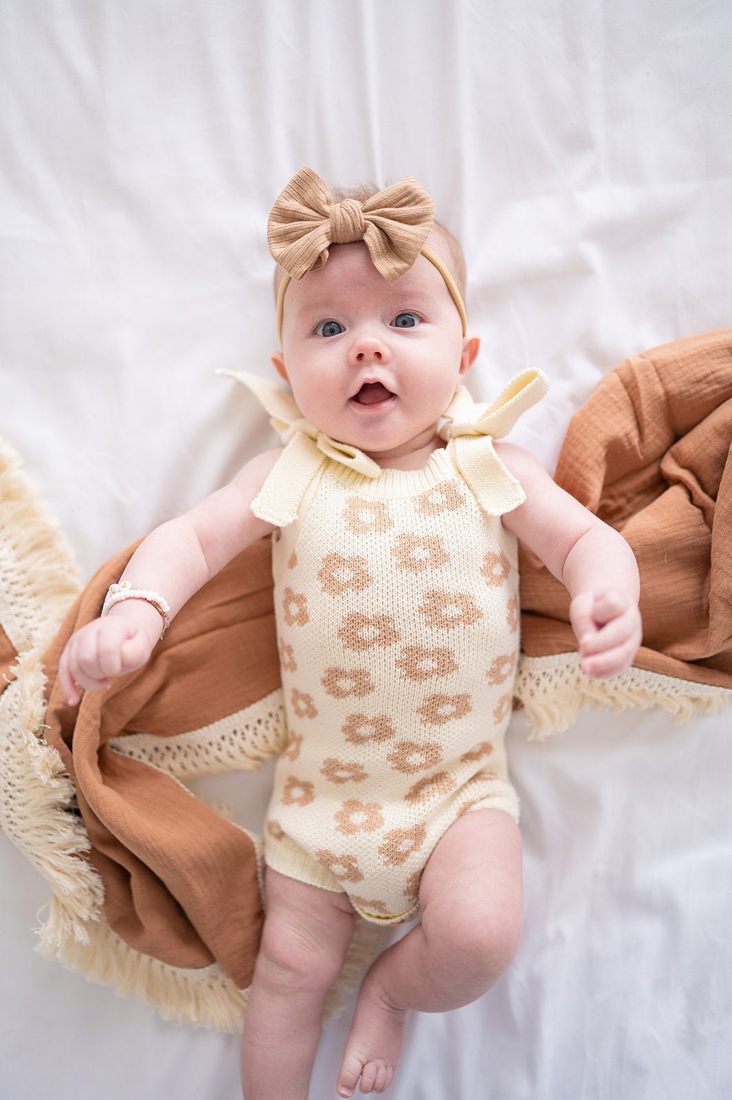 Organic Knit Romper - Mocha Daisy - Mack & Harvie