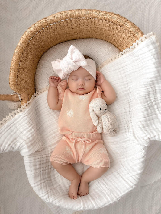 Organic Knit Short Set - Coral Daisies - Mack & Harvie