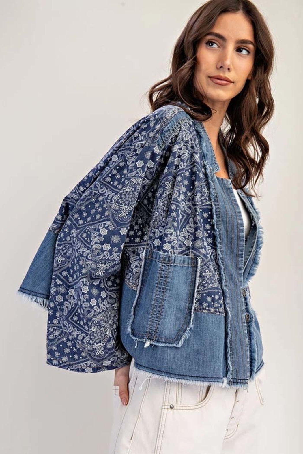 Paisley Mix Denim Boho Western Jacket