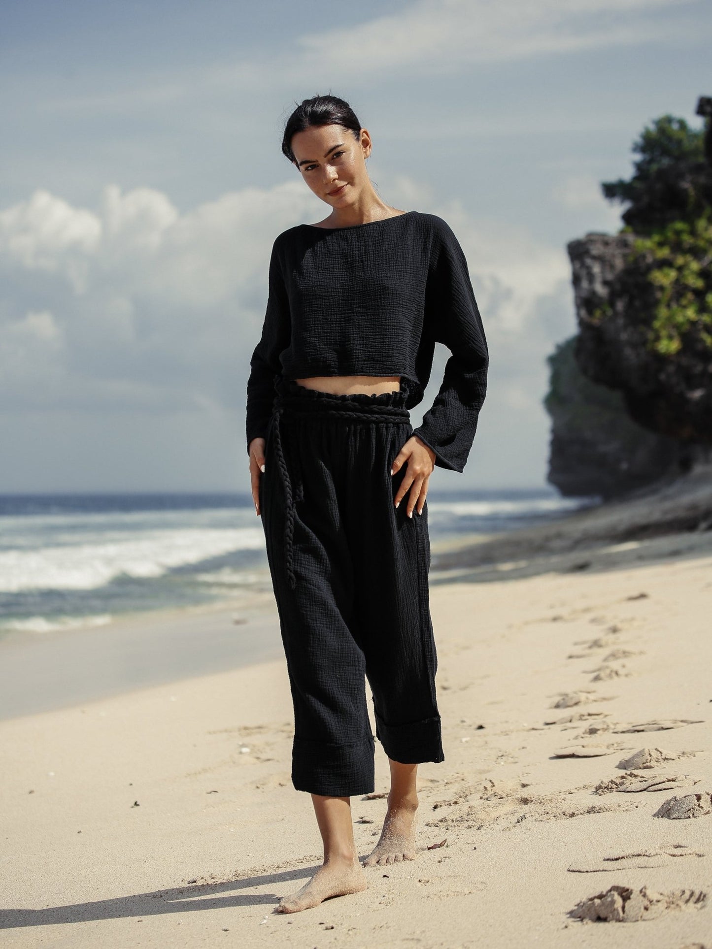 Paloma Paper Bag Pants - Black - Mack & Harvie