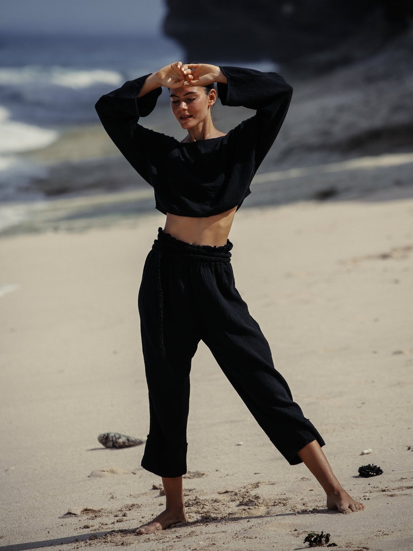 Paloma Paper Bag Pants - Black - Mack & Harvie