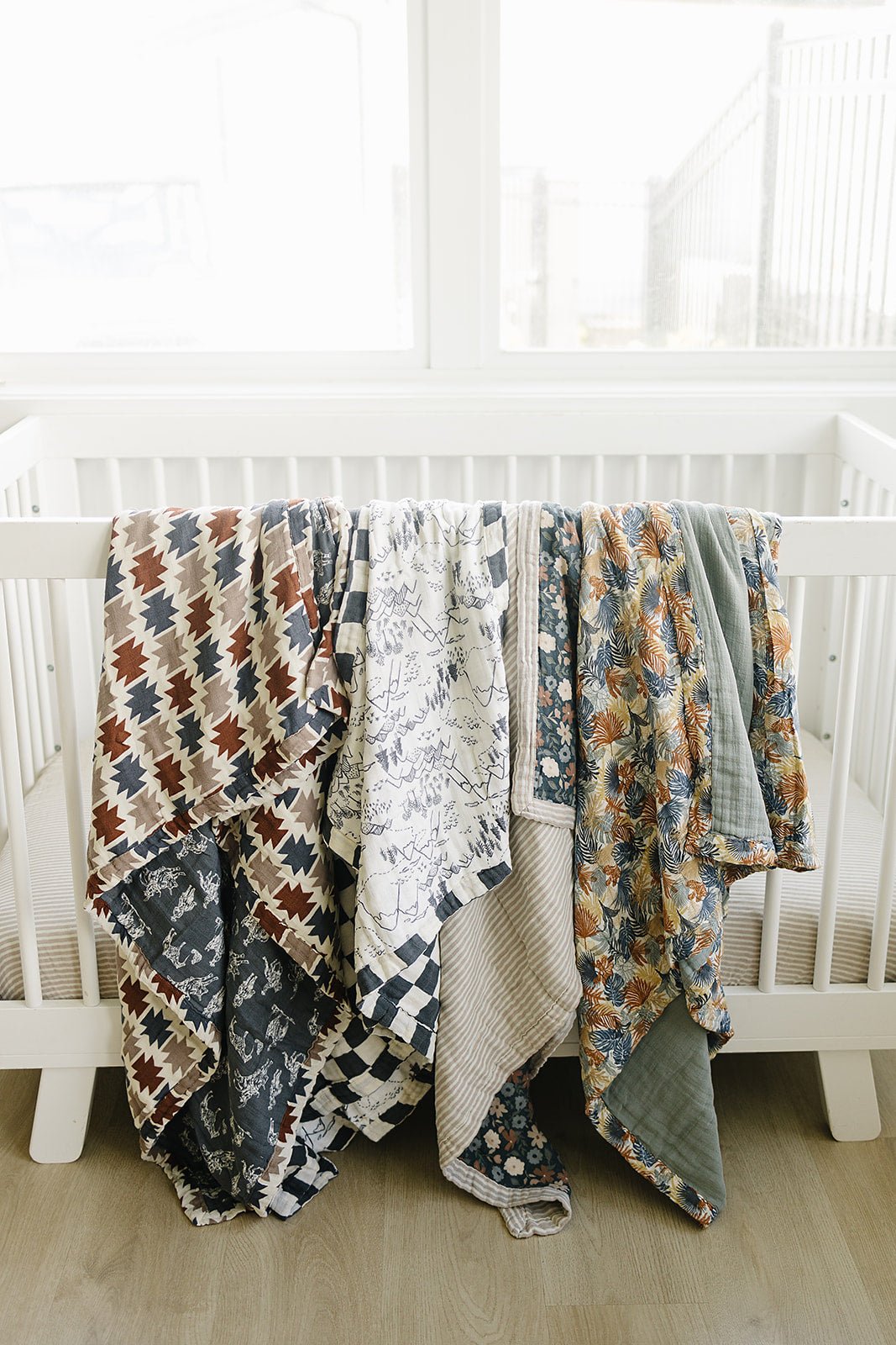 Paradise Palms+ Dusty Blue Muslin Quilt - Mack & Harvie