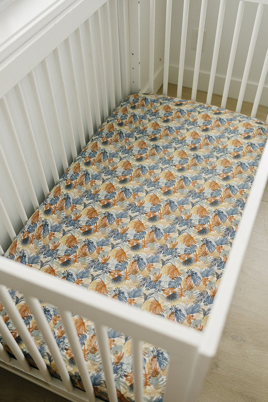 Paradise Palms Muslin Crib Sheet - Mack & Harvie