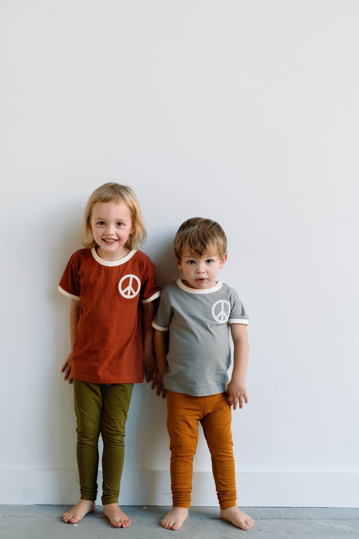 Peace Embroidered Ringer in Auburn - Mack & Harvie