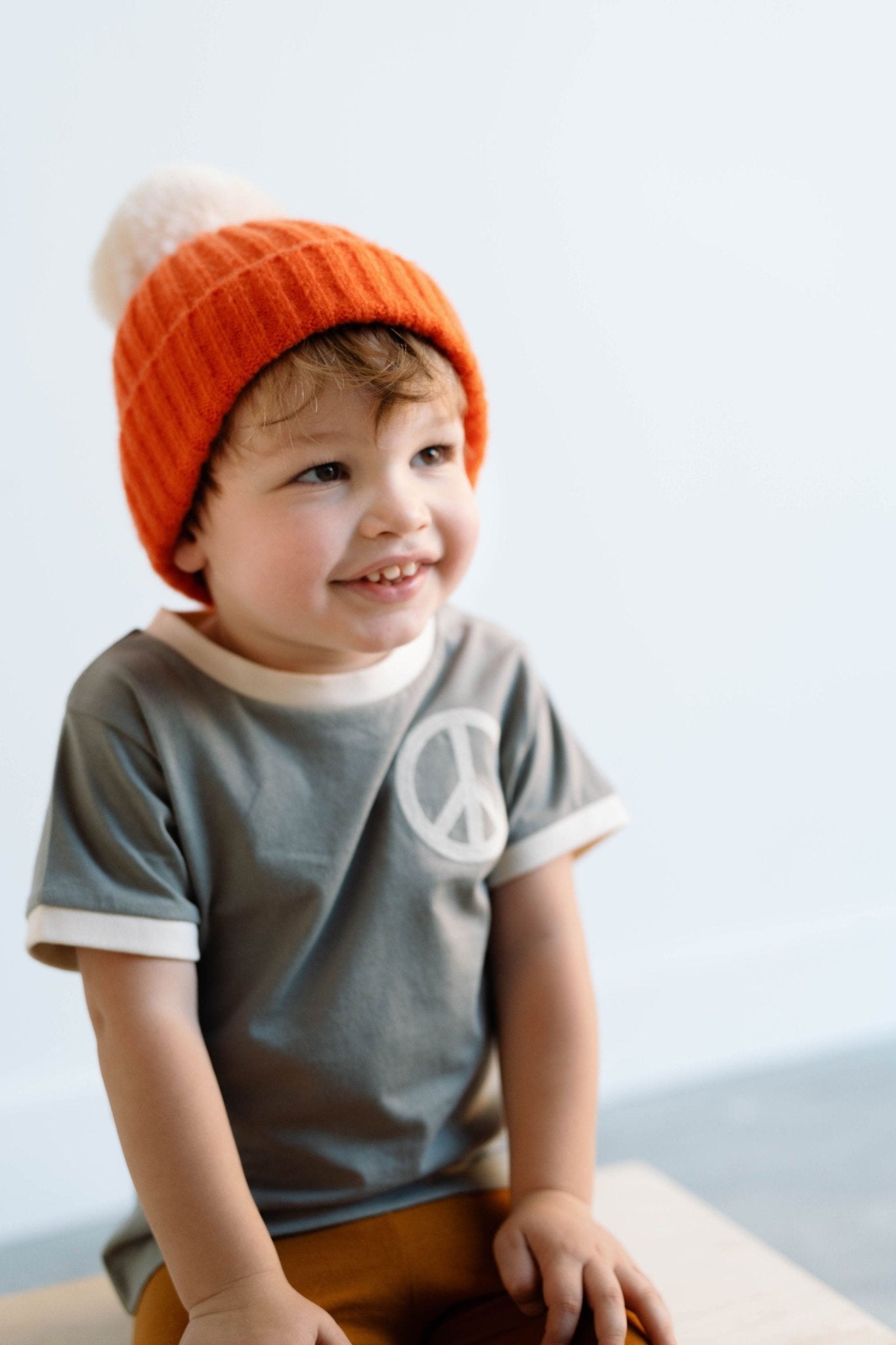 Peace Embroidered Ringer in Moon - Mack & Harvie
