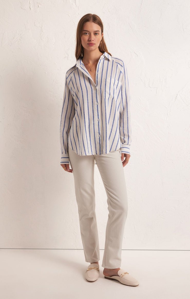 PERFECT LINEN STRIPE TOP
