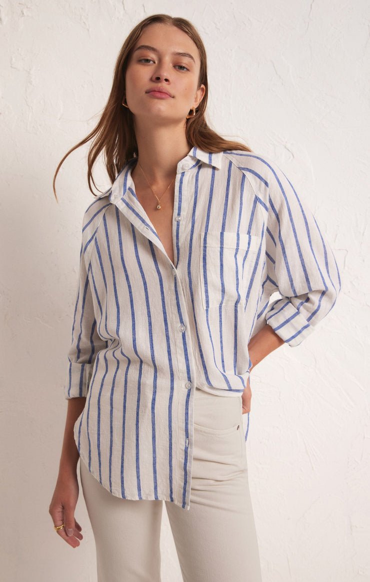PERFECT LINEN STRIPE TOP