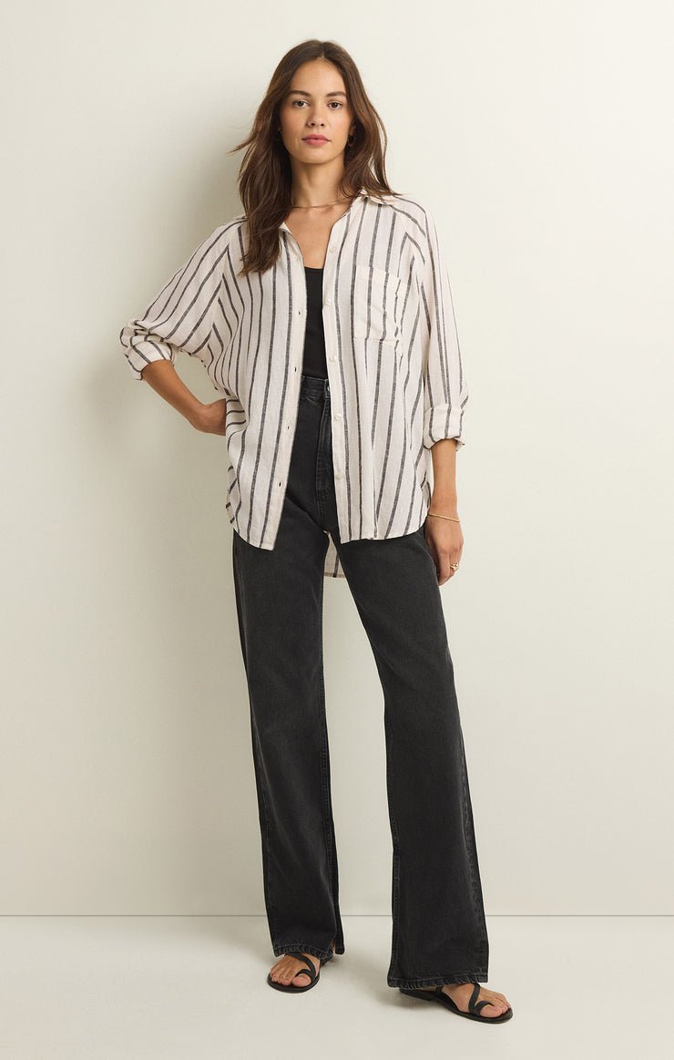 PERFECT LINEN STRIPE TOP