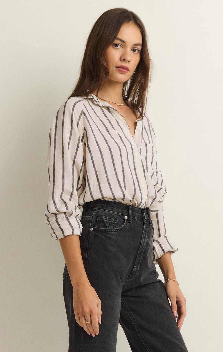 PERFECT LINEN STRIPE TOP