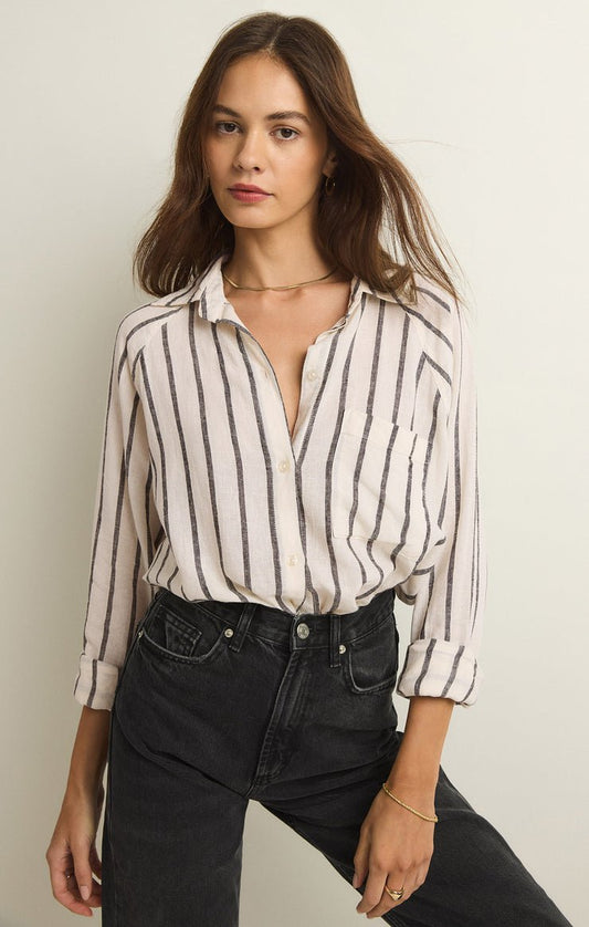 PERFECT LINEN STRIPE TOP
