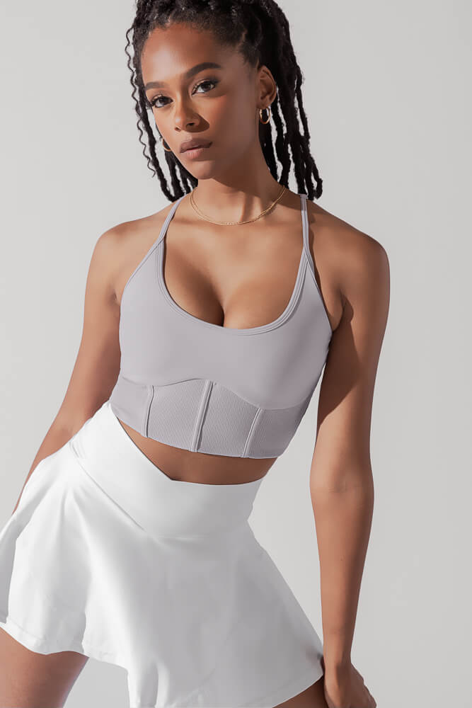 Plié Corset Crop Bralette - Lavender Grey - Mack & Harvie