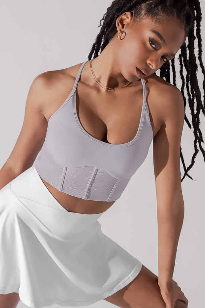 Plié Corset Crop Bralette - Lavender Grey - Mack & Harvie