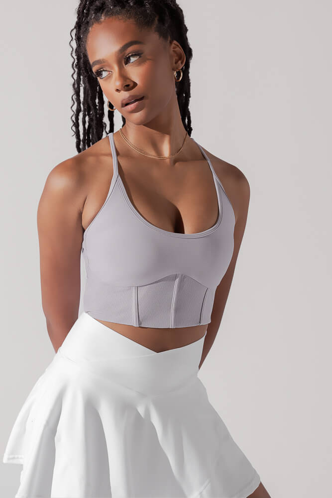 Plié Corset Crop Bralette - Lavender Grey - Mack & Harvie