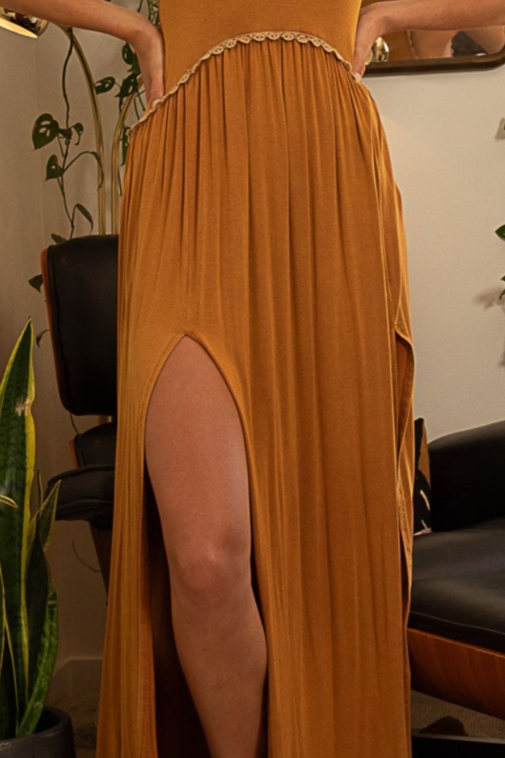 POL Sleeveless Back Zipper Front Slit Maxi Dress - Mack & Harvie