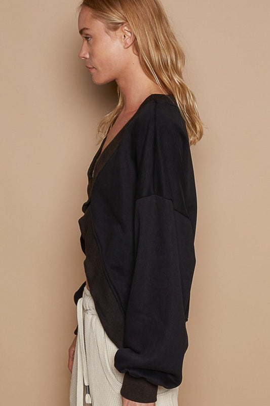 POL V - Cutout Rib Band Long Sleeve Sweatshirt - Mack & Harvie