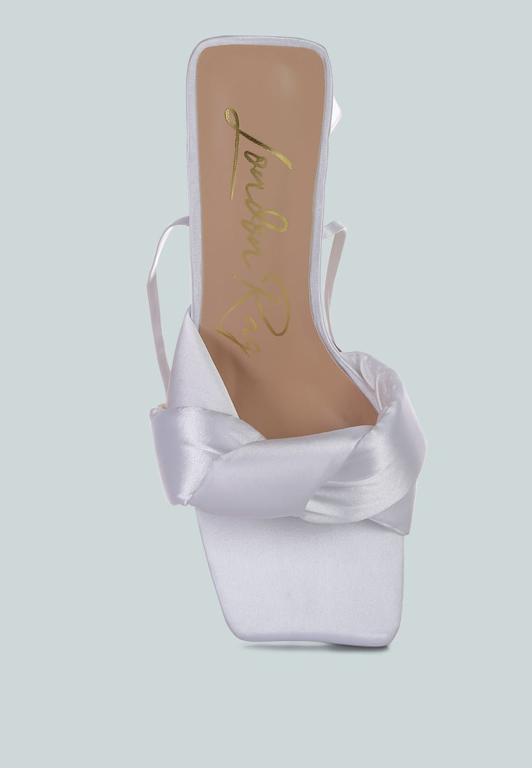 Pristine Satin Strap Triangular Block Heel Sandals - Mack & Harvie