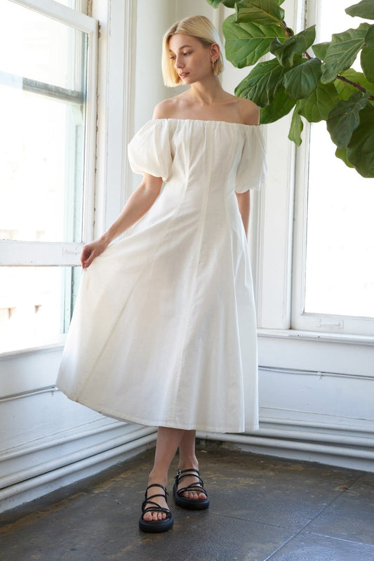 PROTECTING MY PEACE WOVEN MIDI DRESS - Mack & Harvie