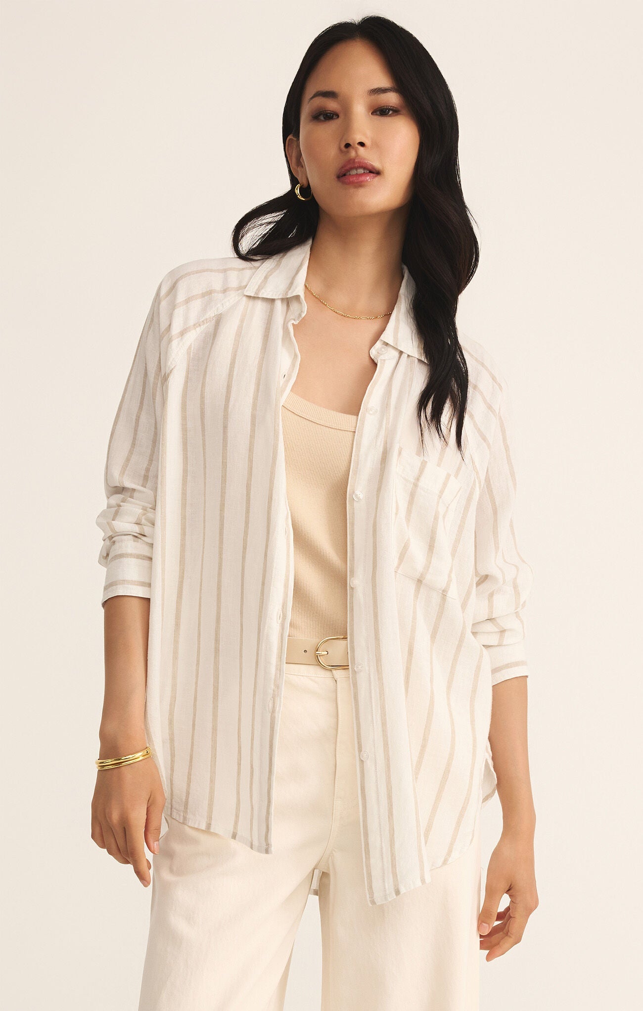 PERFECT LINEN STRIPE TOP