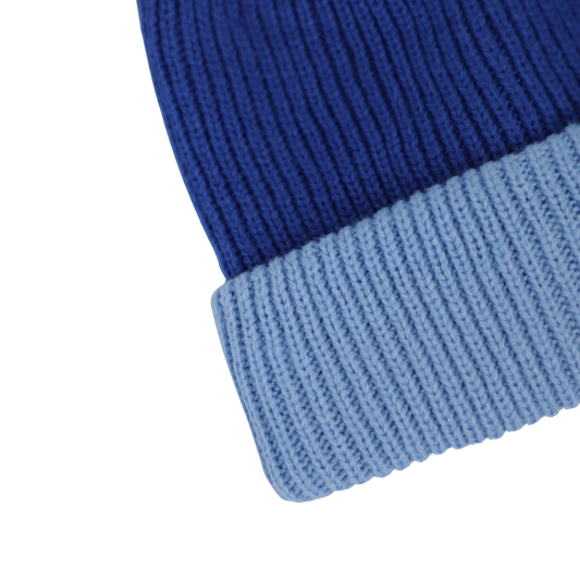 Thick Knit Beanie Dark Blue/Light Blue