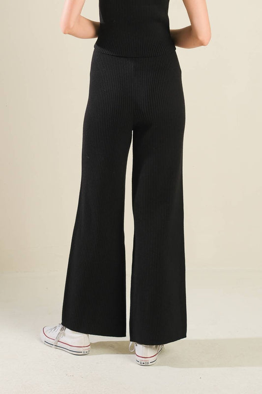 REGAL RISE BLACK KNIT PANTS - Mack & Harvie